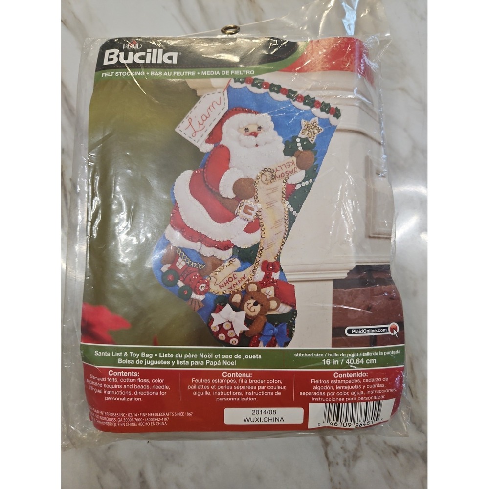 Bucilla Santa List & Toy Bag Felt Christmas Stocking Kit 16" 86481 Vintage NEW